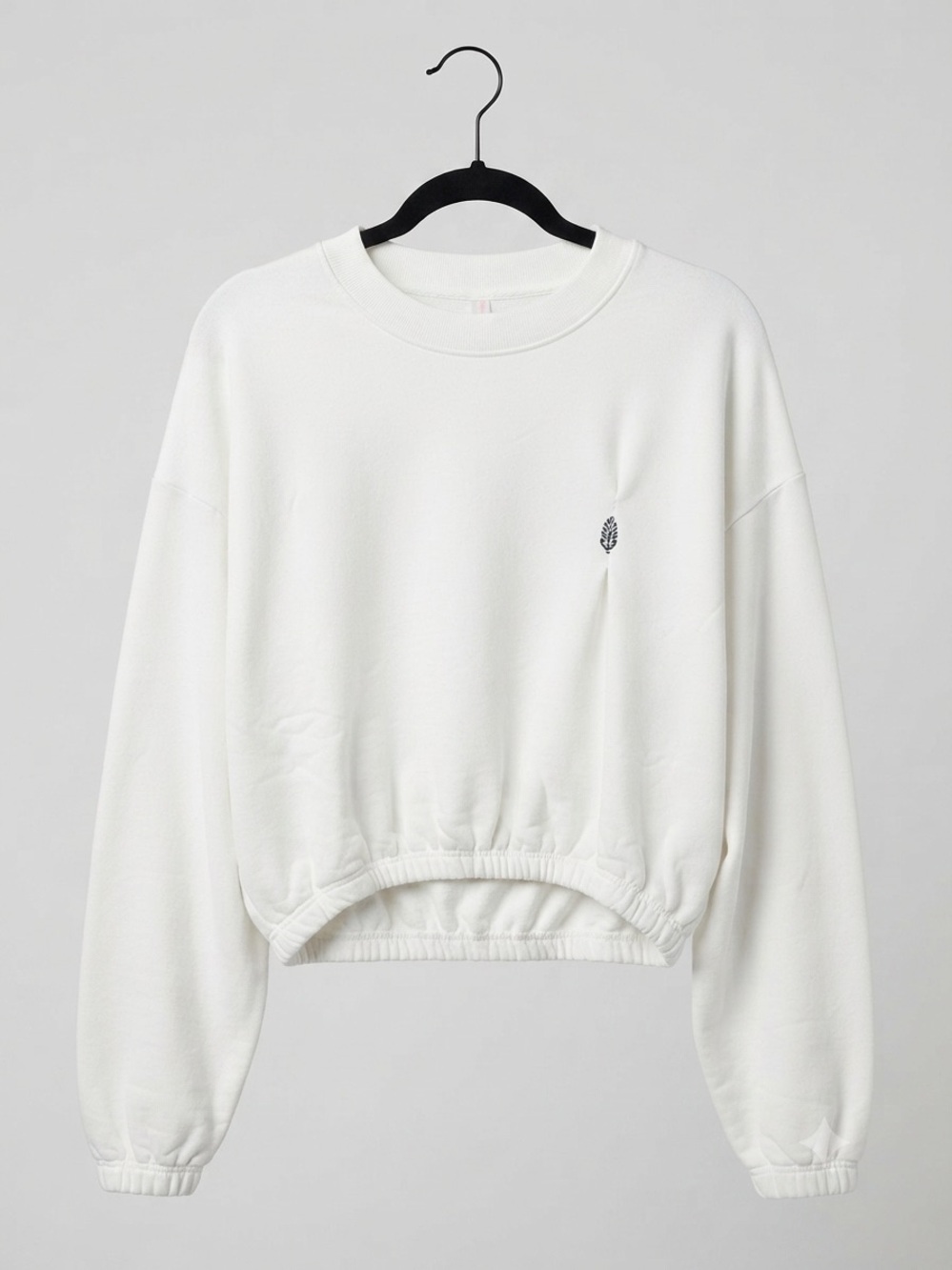 Free People Cropped White Crewneck Sweatshirt